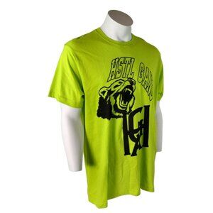 Hustle Gang Mens Large Acid Lime Sweet Tooth Grizzly Bear Graphic T-Shirt New